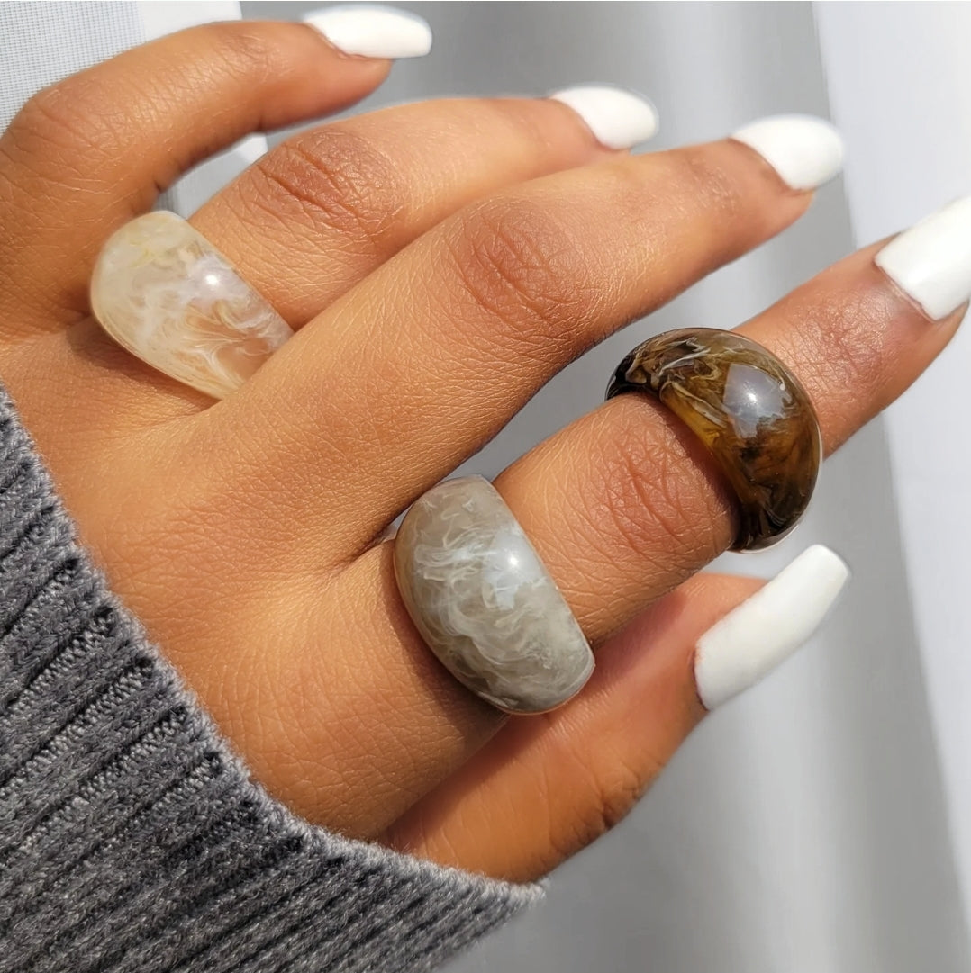 Resin Dome Ring Set