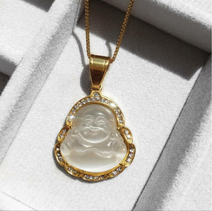 Gold Plated Jade Buddha Necklace - SHOPPRETTYPISTOL