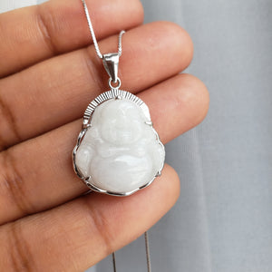 Sterling Silver, Cloud White Buddha Charm Necklace - SHOPPRETTYPISTOL