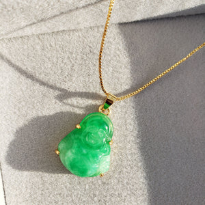 Gold Plated Natural Jade Buddha Charm Necklace - SHOPPRETTYPISTOL