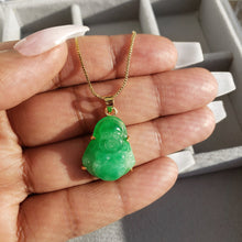 Load image into Gallery viewer, Gold Plated Natural Jade Buddha Charm Necklace - SHOPPRETTYPISTOL