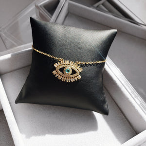 Gold Plated, Stainless Steel Evil Eye Necklace - SHOPPRETTYPISTOL