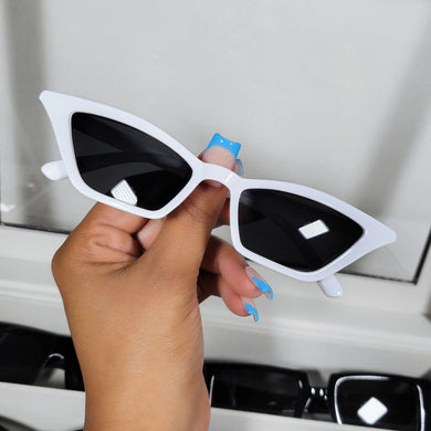 Slim White Cat-Eye Sunglasses