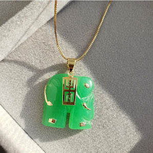 Jade Elephant Charm Necklace - SHOPPRETTYPISTOL